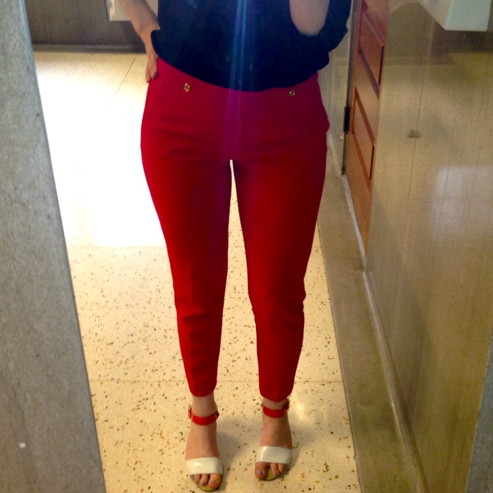 WHBM Red Ankle Pants